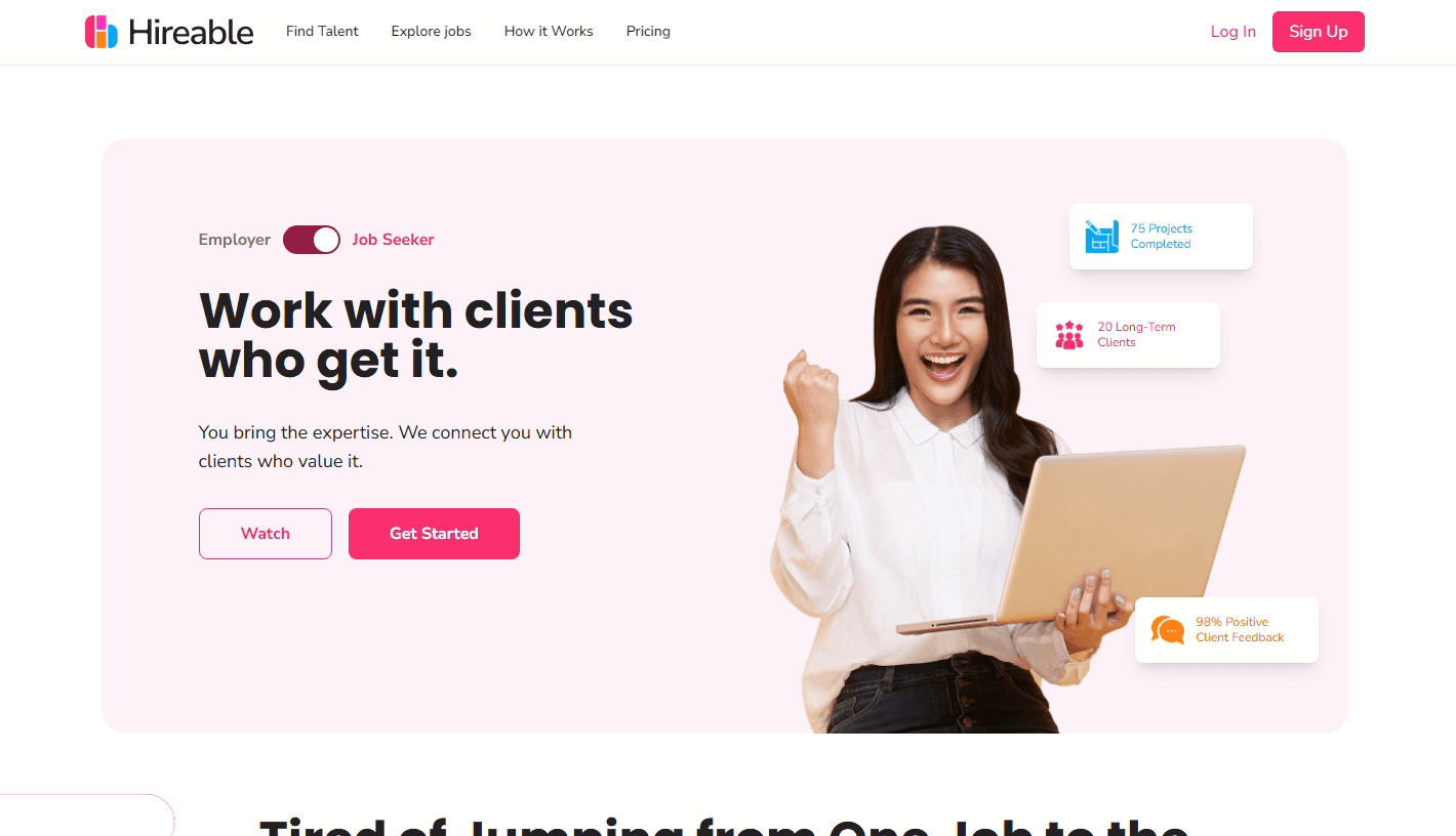 Hireable, project view 3