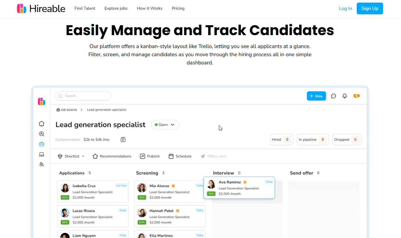Hireable, project view 2
